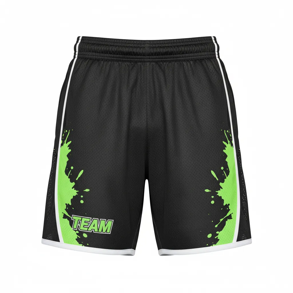 Custom Esports Esports Shorts - Green, White - Perf All Blacks Neon - Front View - Kinexa Sportswear
