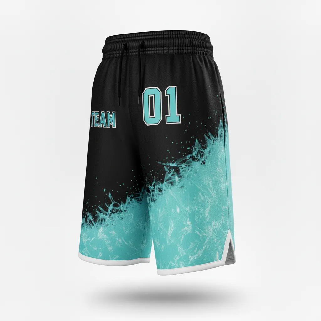 Custom Esports Esports Shorts - Teal, White - Perf All Blacks - Front View - Kinexa Sportswear