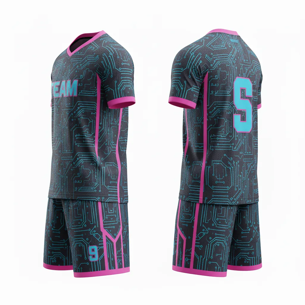 Custom Esports Esports Uniform - Blue, Pink - Set All Blacks Electric Hot - Side View - Kinexa Sportswear