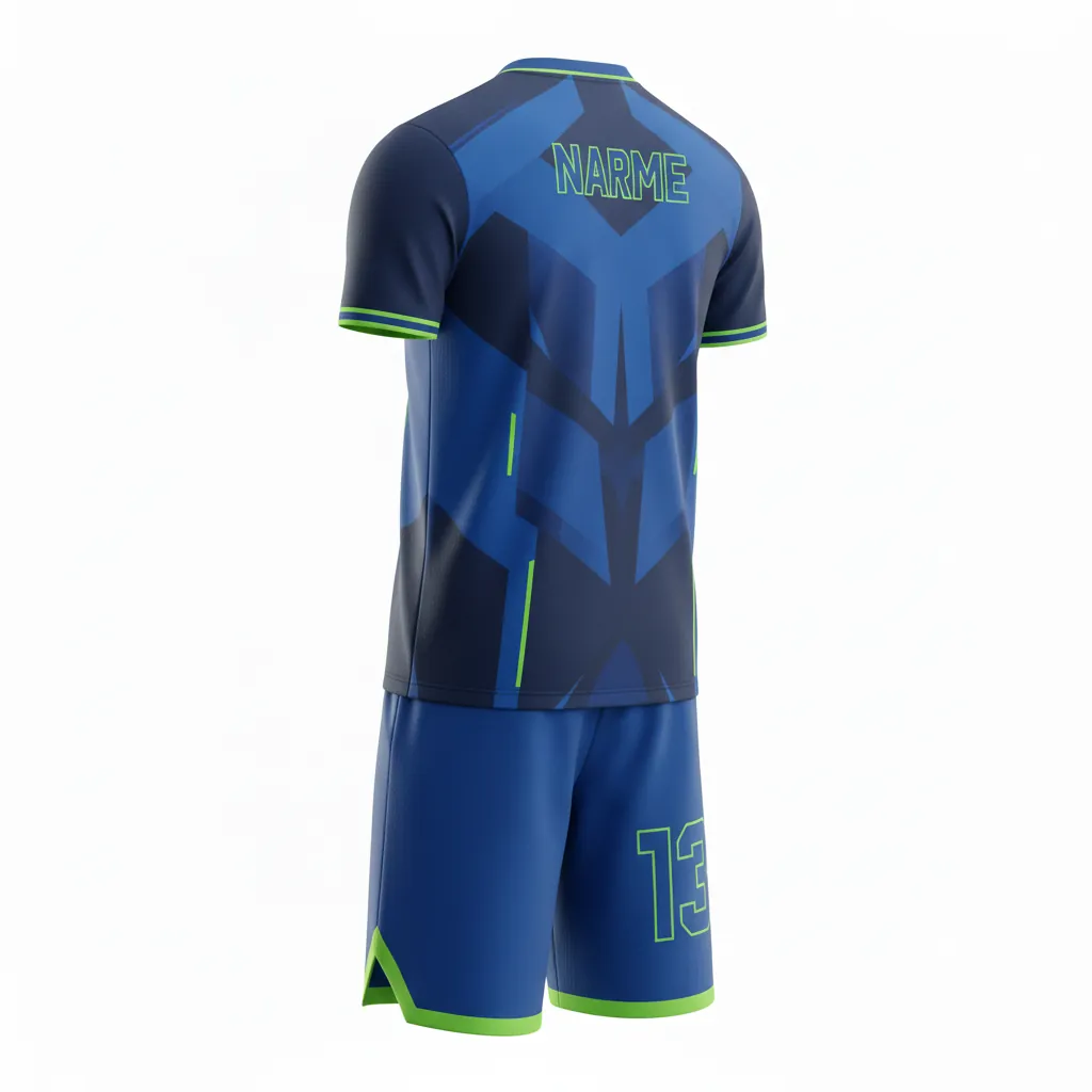Custom Esports Esports Uniform - Blue, Green - Set All Blacks Electric Neon - Back View - Kinexa Sportswear