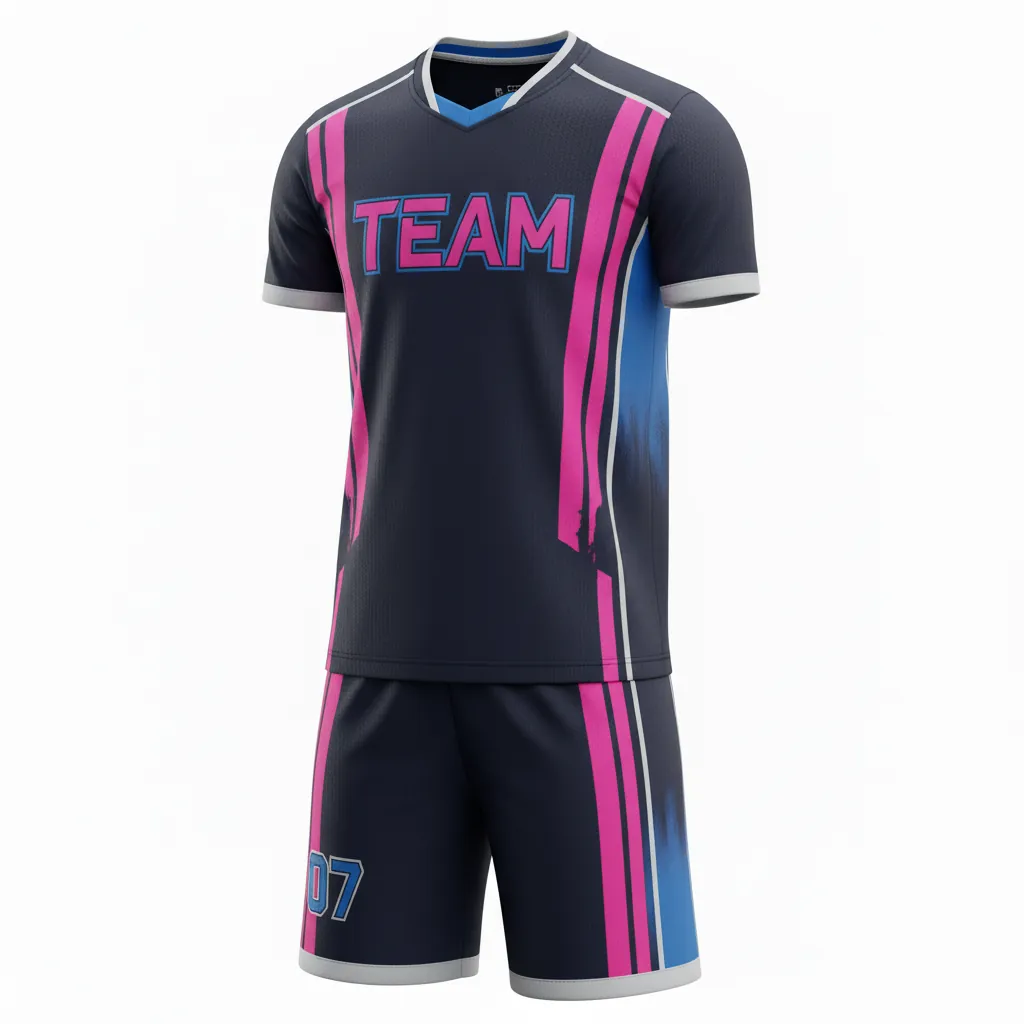 Custom Esports Esports Uniform - Pink, Blue - Set All Blacks Hot Electric - Front View - Kinexa Sportswear