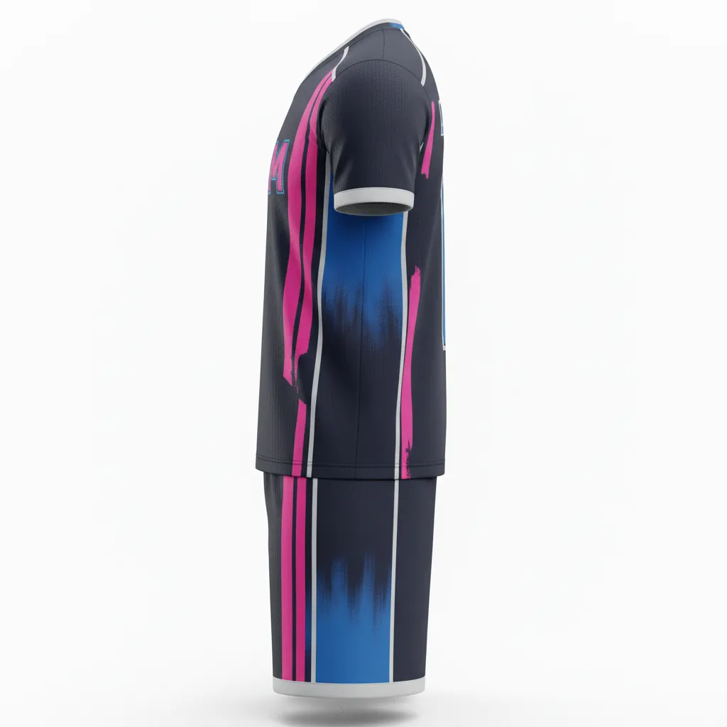 Custom Esports Esports Uniform - Pink, Blue - Set All Blacks Hot Electric - Side View - Kinexa Sportswear