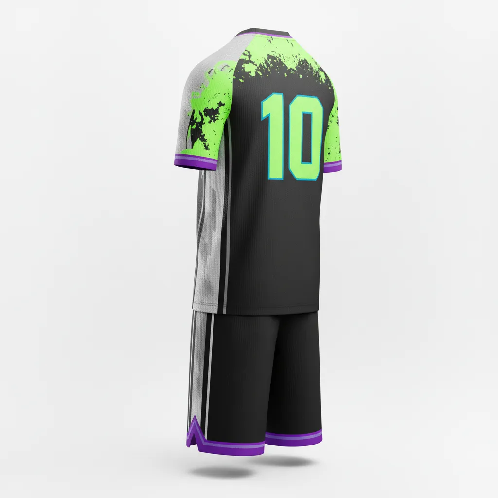Custom Esports Esports Uniform - Green, White - Set All Blacks Neon - Back View - Kinexa Sportswear
