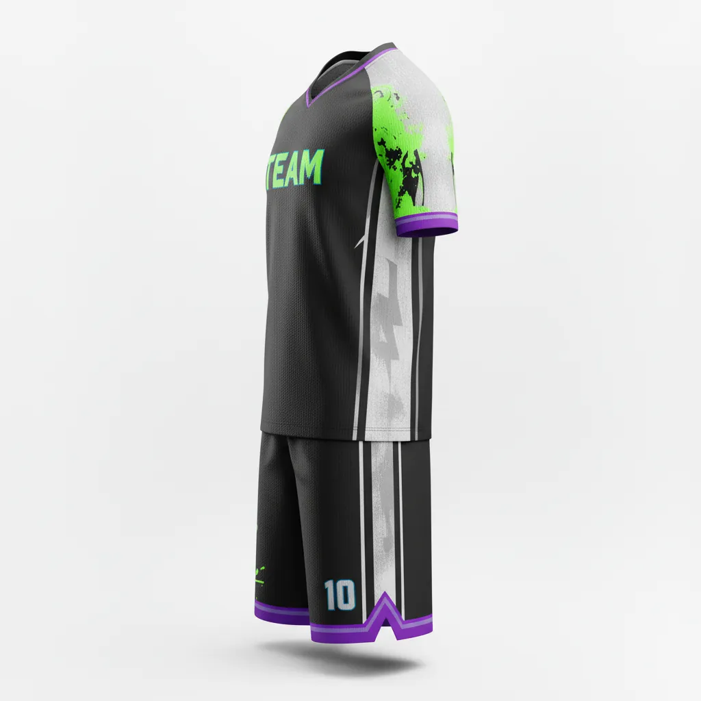 Custom Esports Esports Uniform - Green, White - Set All Blacks Neon - Side View - Kinexa Sportswear