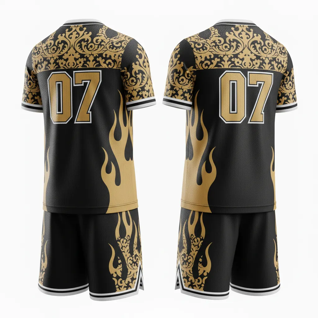 Custom Esports Esports Uniform - Gold, White - Set All Blacks Vegas - Back View - Kinexa Sportswear