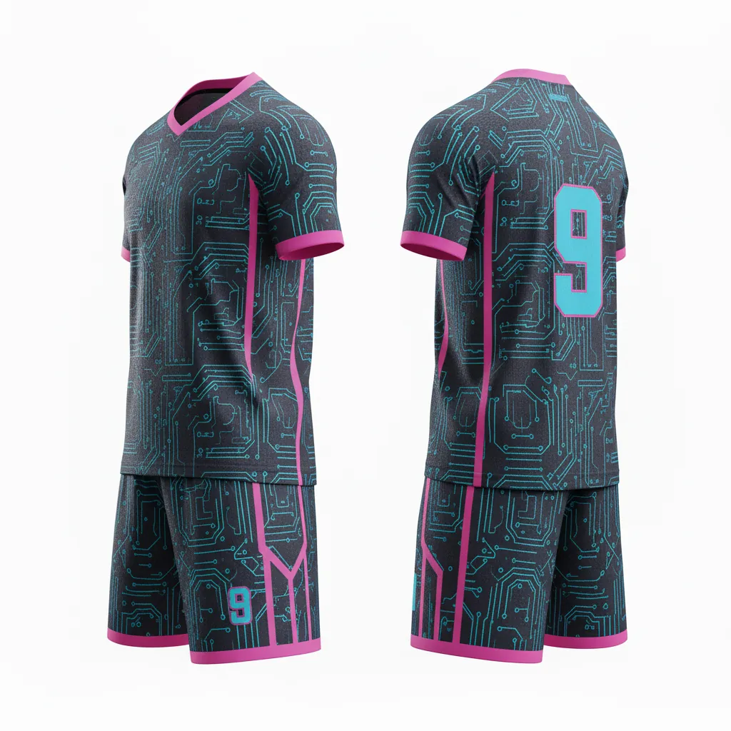 Custom Esports Full Esports Uniform - Blue, Pink - Set All Blacks Electric Hot - Back View - Kinexa Sportswear