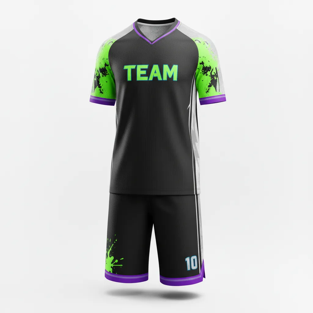Custom Esports Full Esports Uniform - Green, White - Set All Blacks Neon - Front View - Kinexa Sportswear