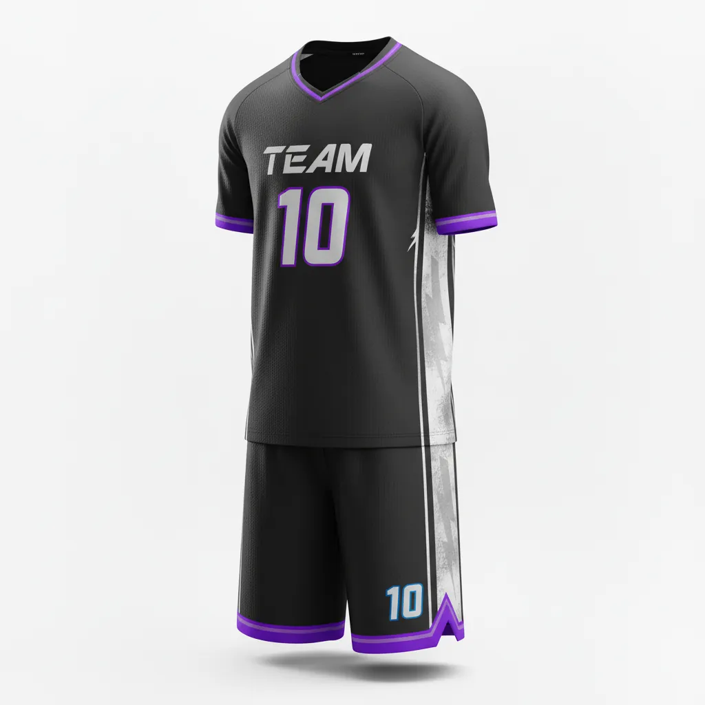Custom Esports Full Esports Uniform - Silver, Purple - Set All Blacks Cyber - Front View - Kinexa Sportswear