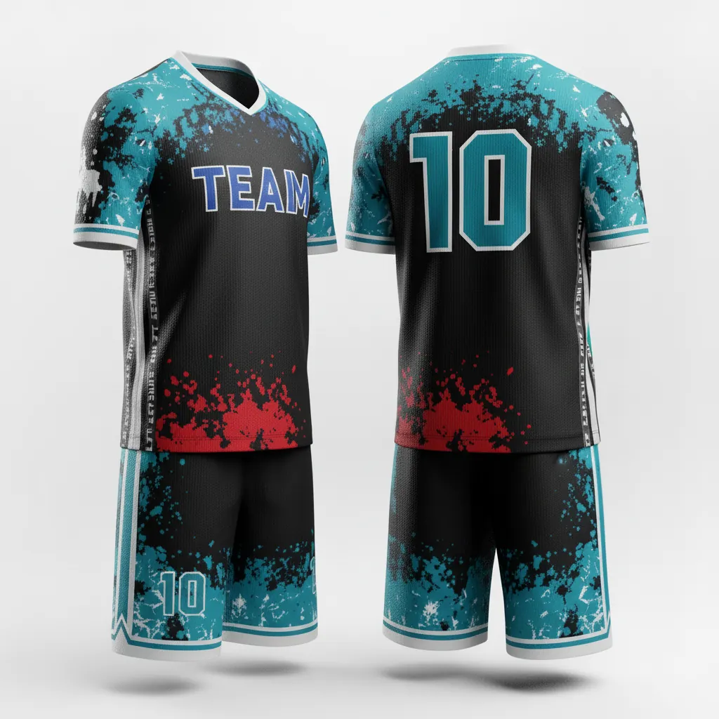 Custom Esports Full Esports Uniform - Teal, White - Set All Blacks - Front View - Kinexa Sportswear