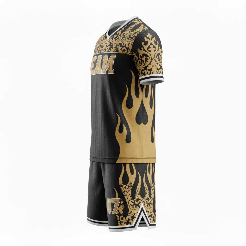 Custom Esports Full Esports Uniform - Gold, White - Set All Blacks Vegas - Side View - Kinexa Sportswear