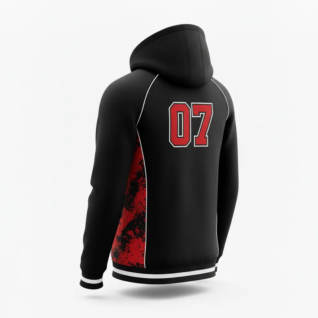 Custom Esports Full Zip Hoodie - Red, White - All Blacks Athletic - Back View - Kinexa Sportswear