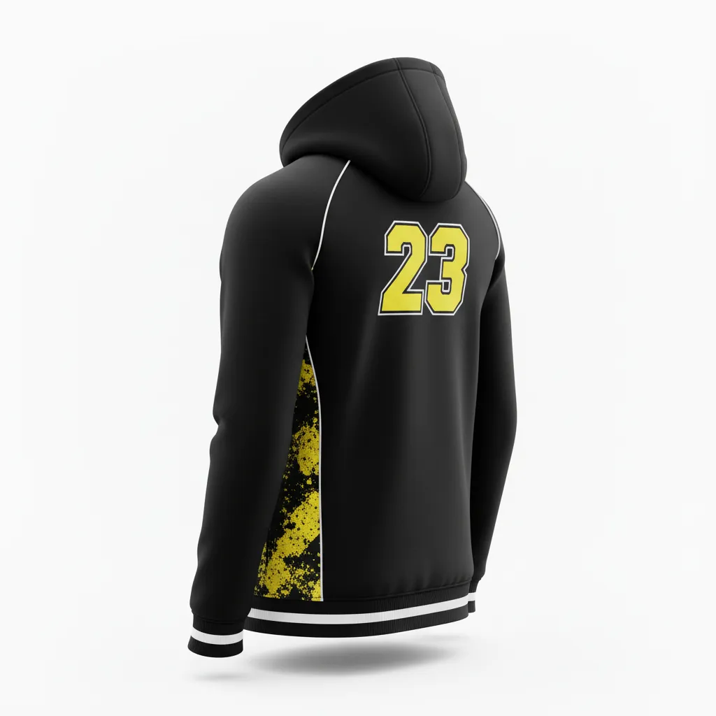 Custom Esports Full Zip Hoodie - Yellow, White - All Blacks Electric - Back View - Kinexa Sportswear