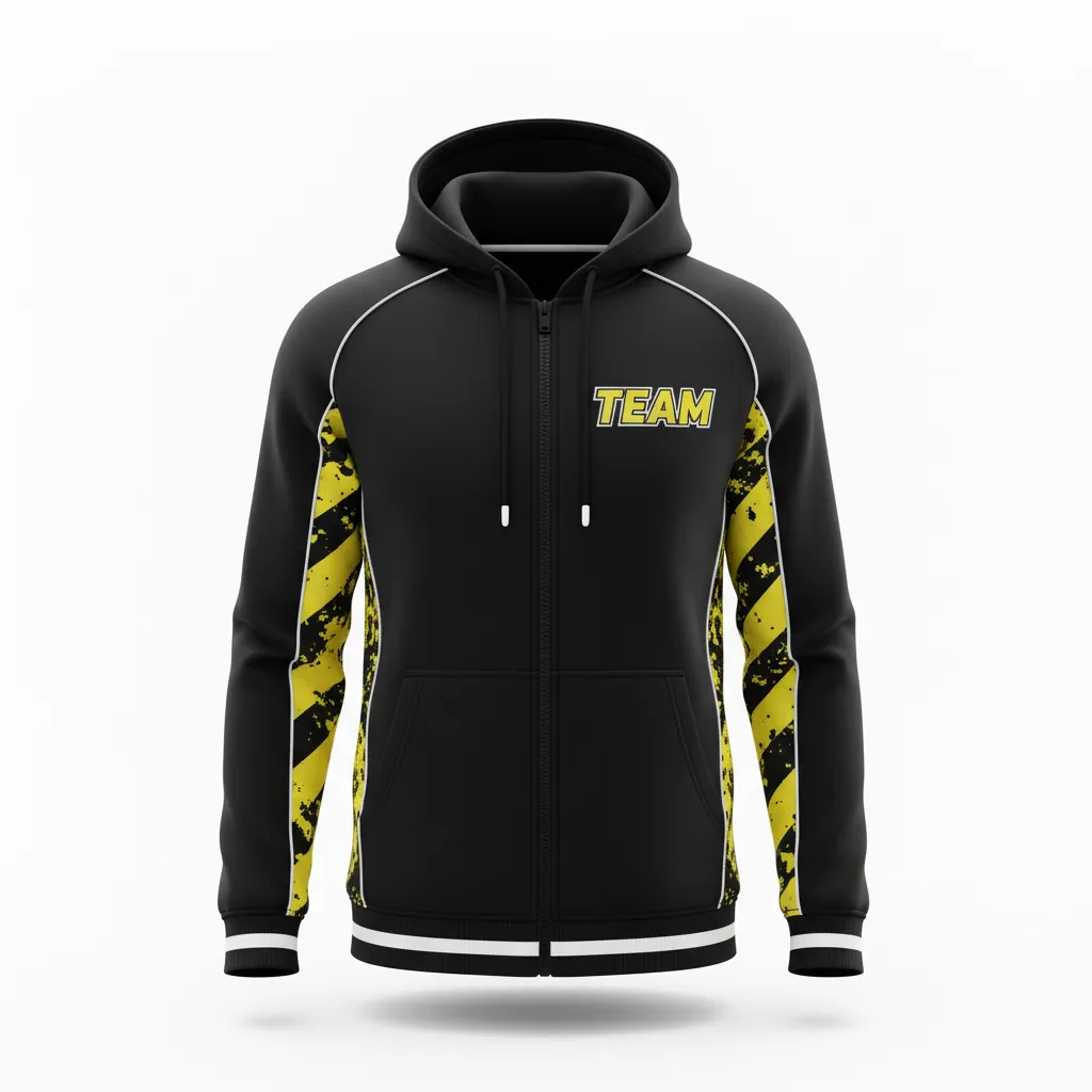 Custom Esports Full Zip Hoodie - Yellow, White - All Blacks Electric - Front View - Kinexa Sportswear