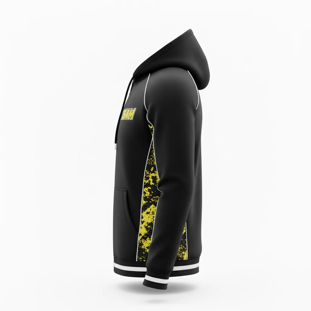 Custom Esports Full Zip Hoodie - Yellow, White - All Blacks Electric - Side View - Kinexa Sportswear