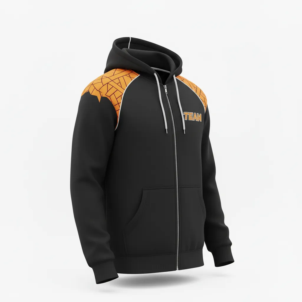 Custom Esports Full Zip Hoodie - Orange, Silver - All Blacks Flame - Front View - Kinexa Sportswear