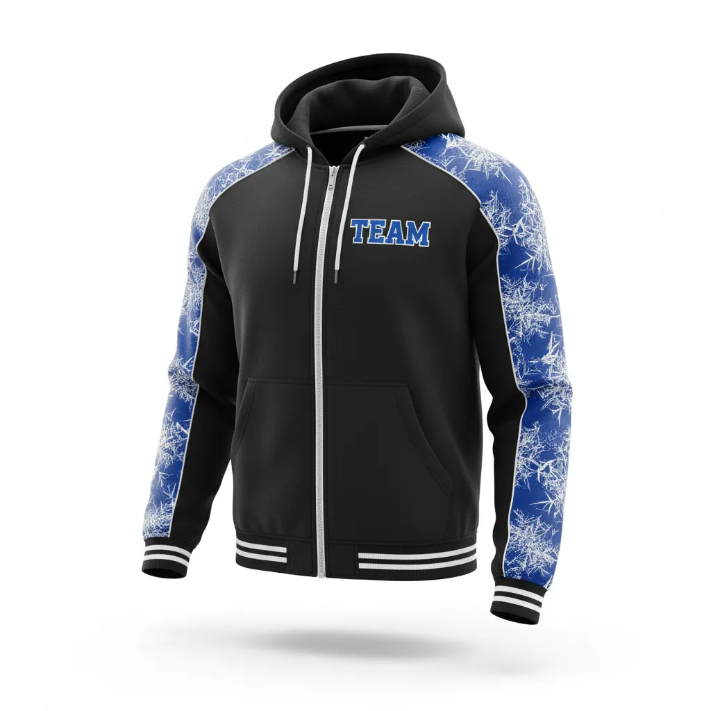 Custom Esports Full Zip Hoodie - Blue, White - All Blacks Royal - Front View - Kinexa Sportswear