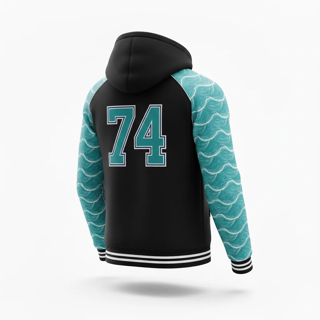 Custom Esports Full Zip Hoodie - Teal, White - All Blacks - Back View - Kinexa Sportswear