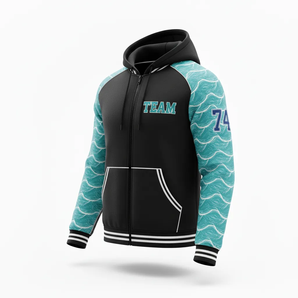Custom Esports Full Zip Hoodie - Teal, White - All Blacks - Side View - Kinexa Sportswear