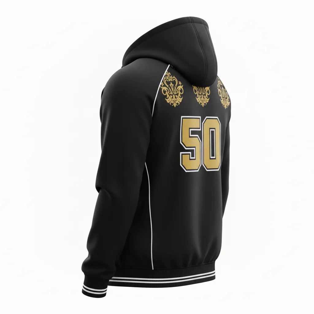Custom Esports Full Zip Hoodie - Gold, White - All Blacks Vegas - Back View - Kinexa Sportswear