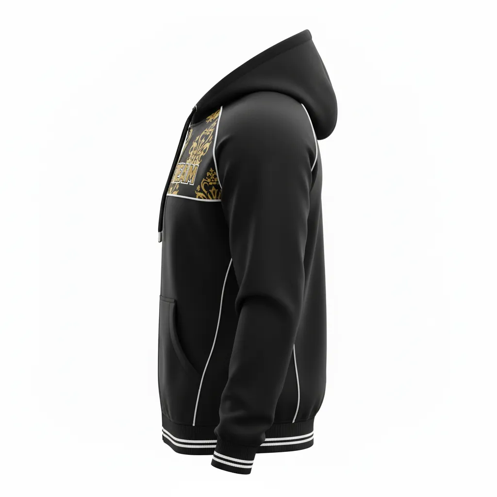 Custom Esports Full Zip Hoodie - Gold, White - All Blacks Vegas - Side View - Kinexa Sportswear