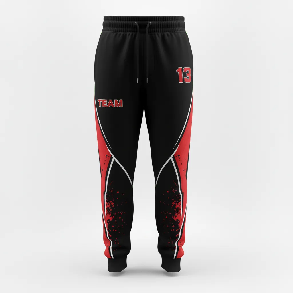 Custom Esports Jogger Pant - Red, White - All Blacks Athletic - Front View - Kinexa Sportswear
