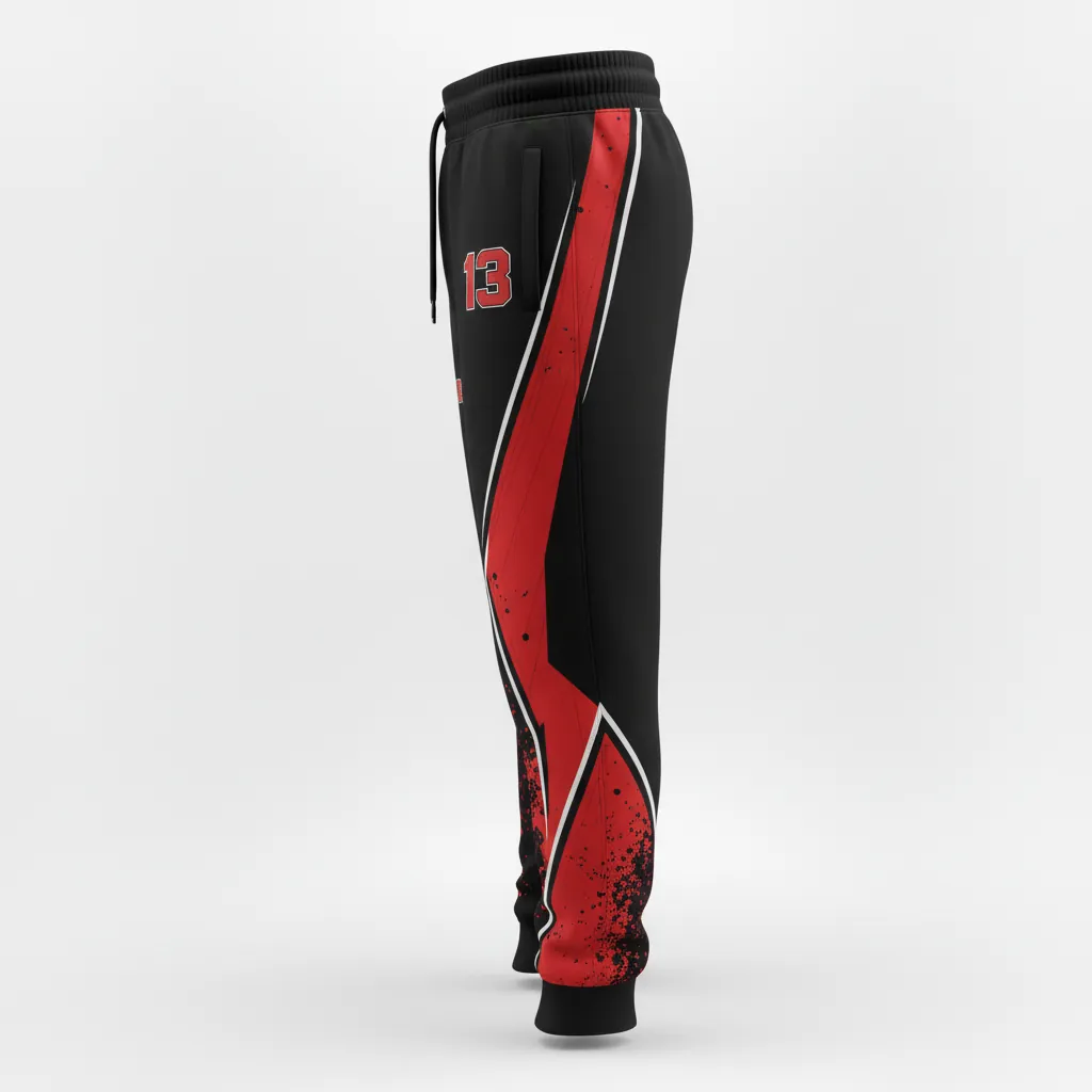 Custom Esports Jogger Pant - Red, White - All Blacks Athletic - Side View - Kinexa Sportswear