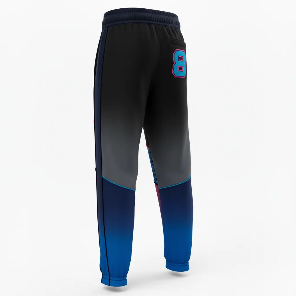 Custom Esports Jogger Pant - Blue, Pink - All Blacks Electric Hot - Back View - Kinexa Sportswear