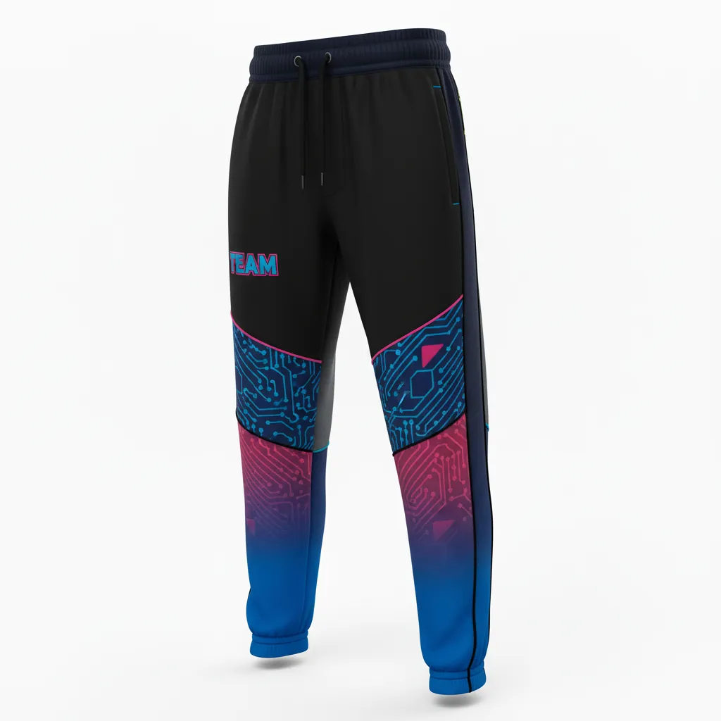 Custom Esports Jogger Pant - Blue, Pink - All Blacks Electric Hot - Front View - Kinexa Sportswear