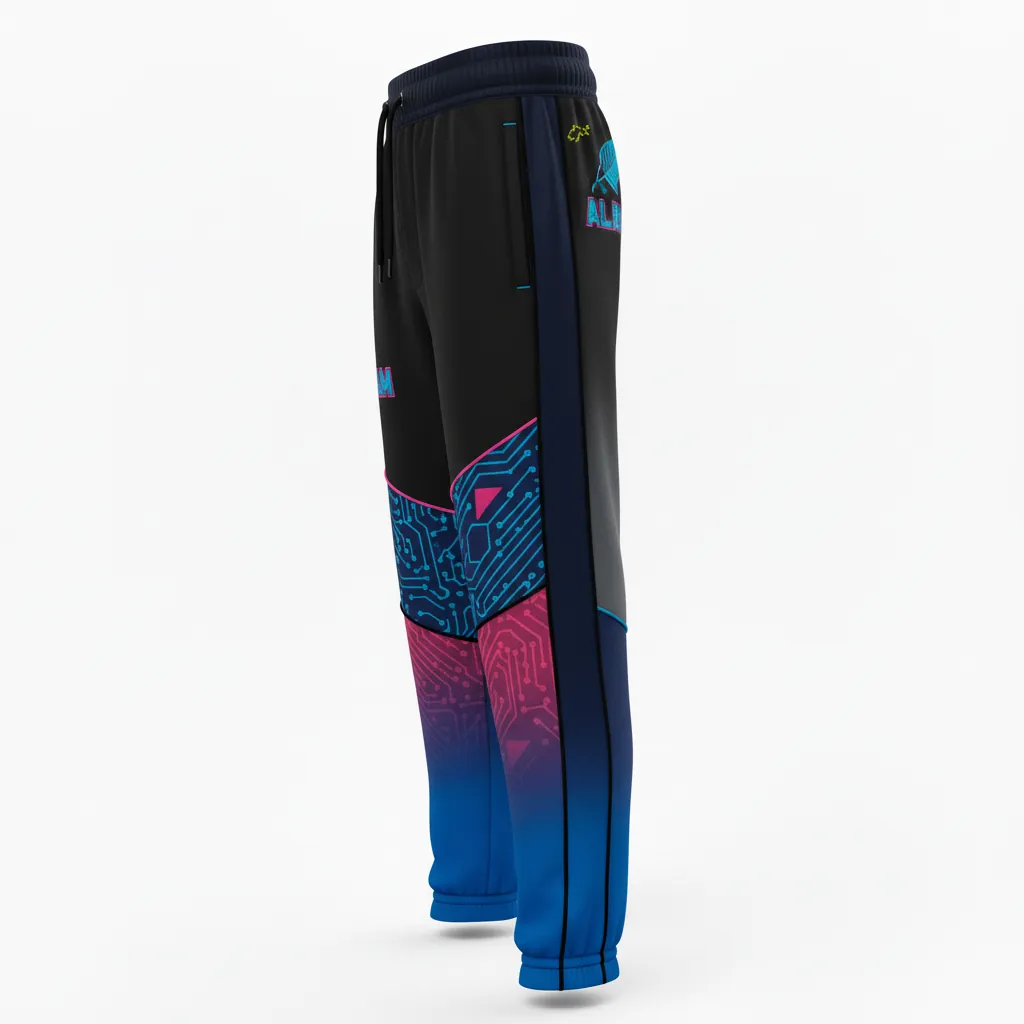 Custom Esports Jogger Pant - Blue, Pink - All Blacks Electric Hot - Side View - Kinexa Sportswear