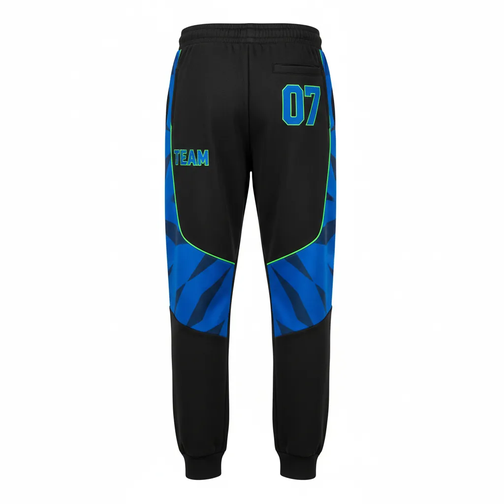 Custom Esports Jogger Pant - Blue, Green - All Blacks Electric Neon - Front View - Kinexa Sportswear