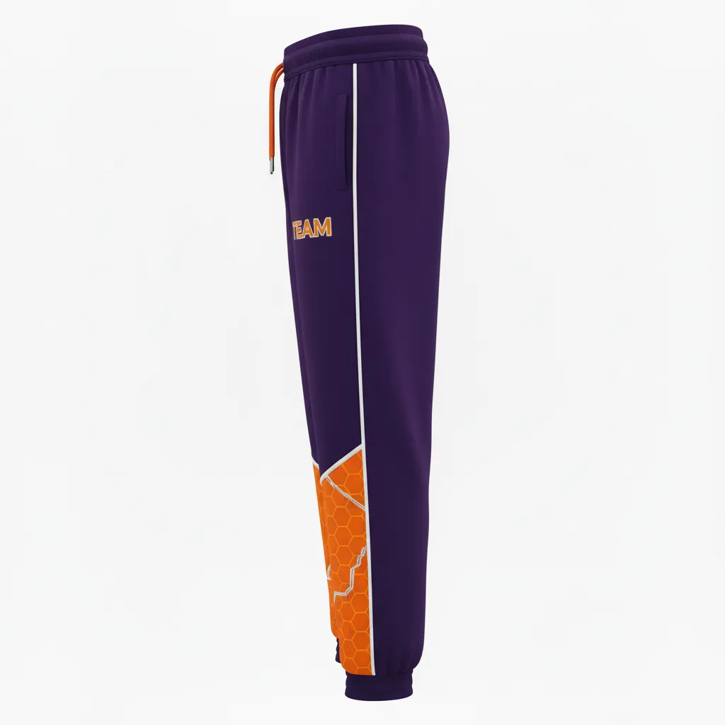 Custom Esports Jogger Pant - Orange, Silver - All Blacks Flame - Side View - Kinexa Sportswear