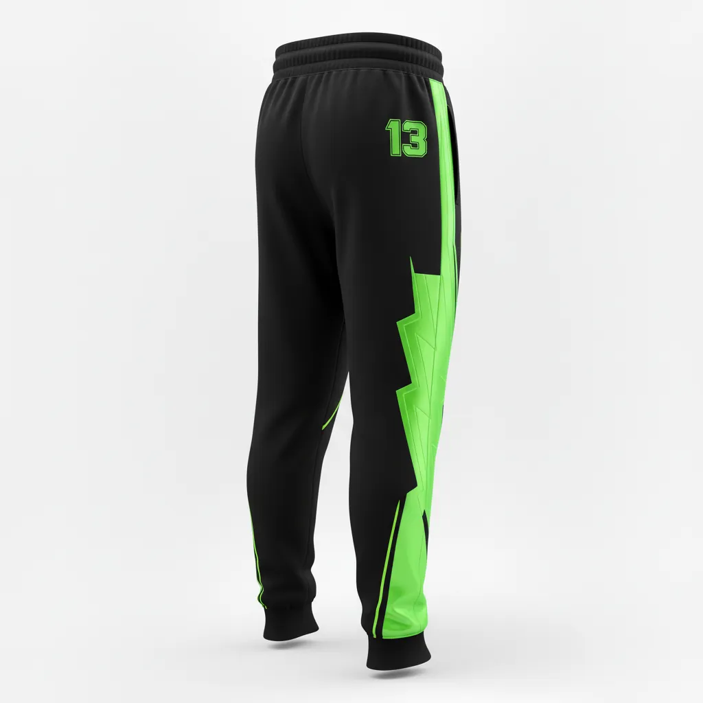 Custom Esports Jogger Pant - Green, White - All Blacks Neon - Back View - Kinexa Sportswear