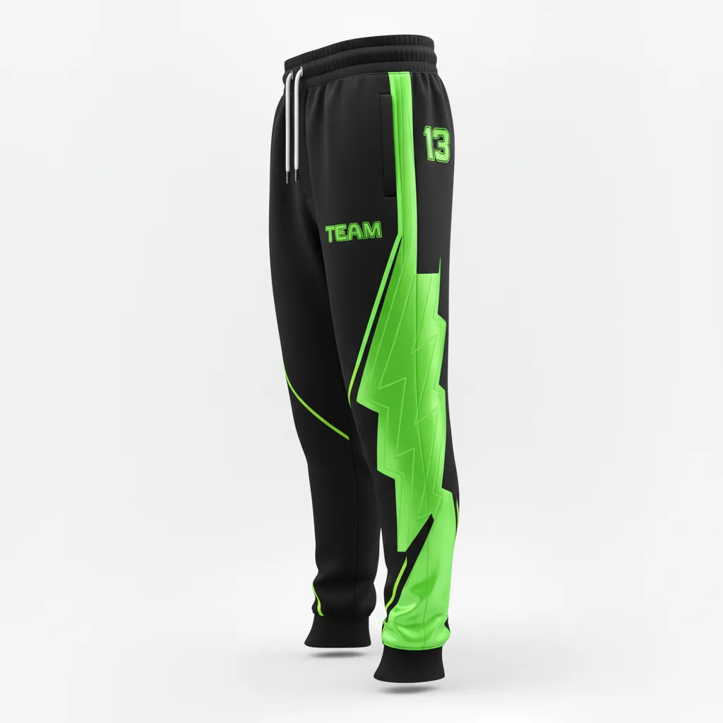 Custom Esports Jogger Pant - Green, White - All Blacks Neon - Front View - Kinexa Sportswear