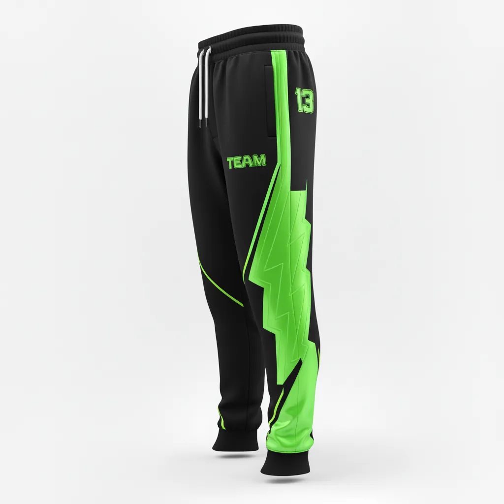 Custom Esports Jogger Pant - Green, White - All Blacks Neon - Side View - Kinexa Sportswear