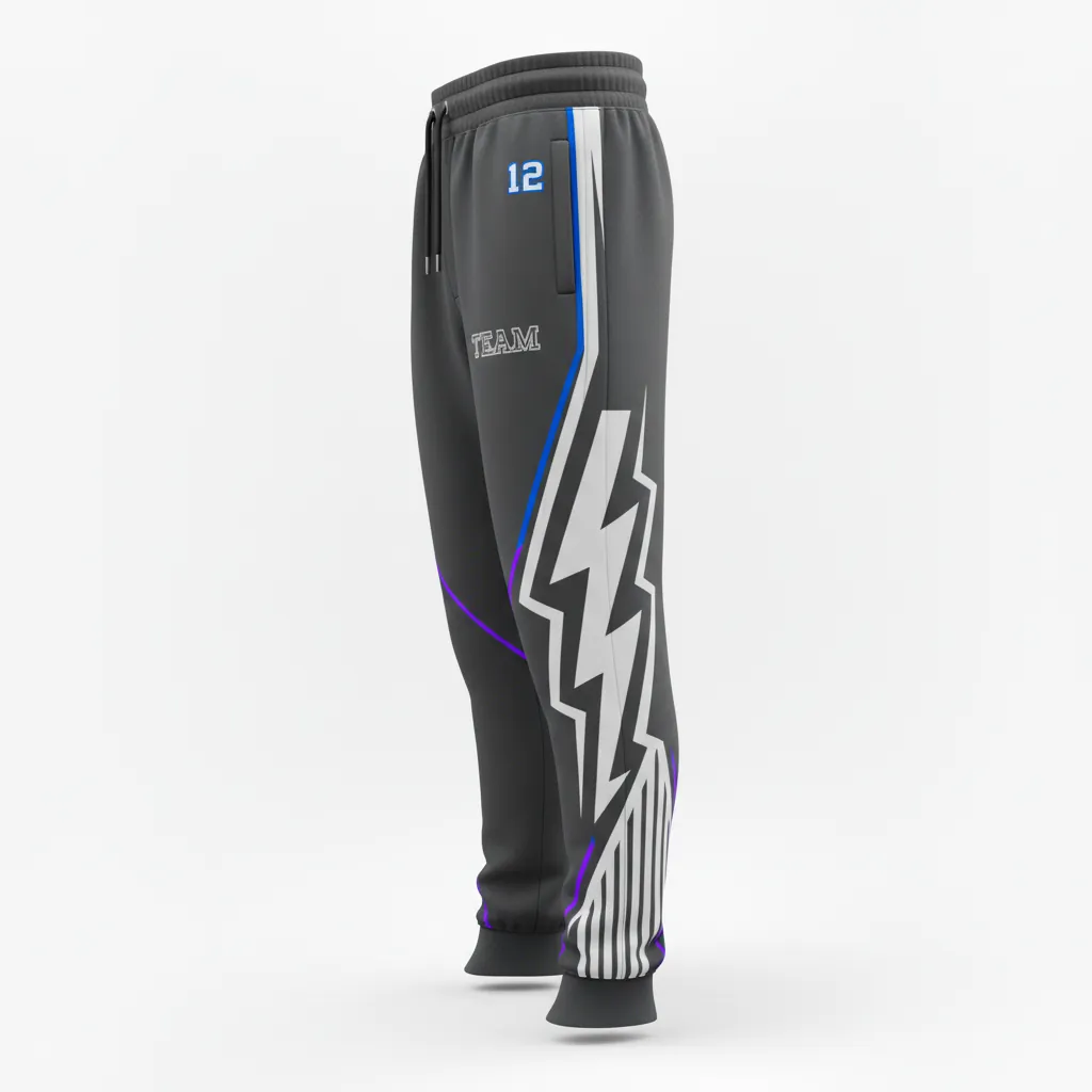 Custom Esports Jogger Pant - Silver, Purple - All Blacks Cyber - Side View - Kinexa Sportswear