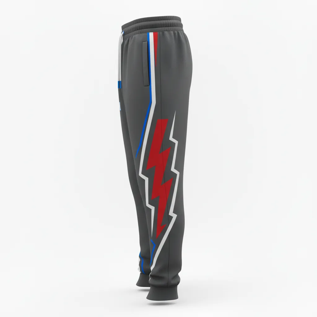 Custom Esports Jogger Pant - White, Blue - All Blacks Electric - Side View - Kinexa Sportswear