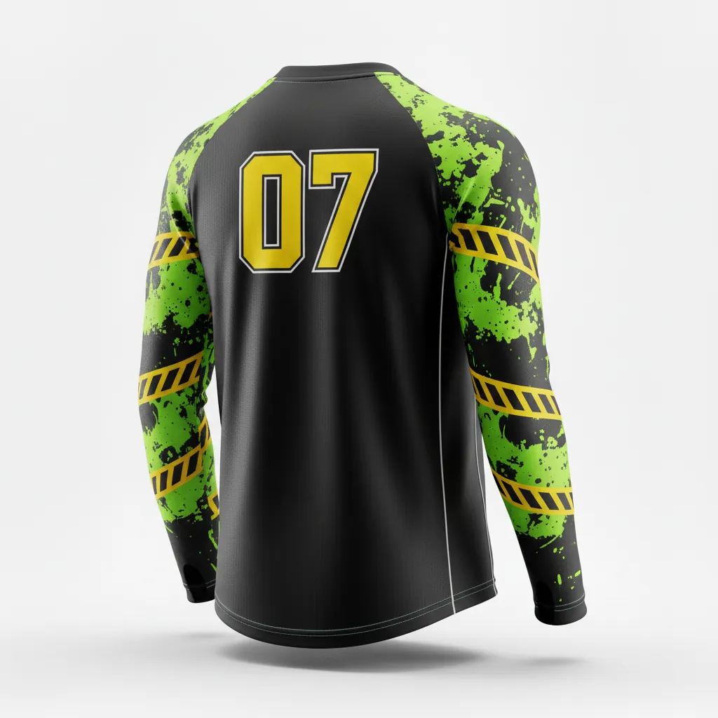 Custom Esports Long Sleeve Esports Jersey - Yellow, White - Ls All Blacks Electric - Back View - Kinexa Sportswear