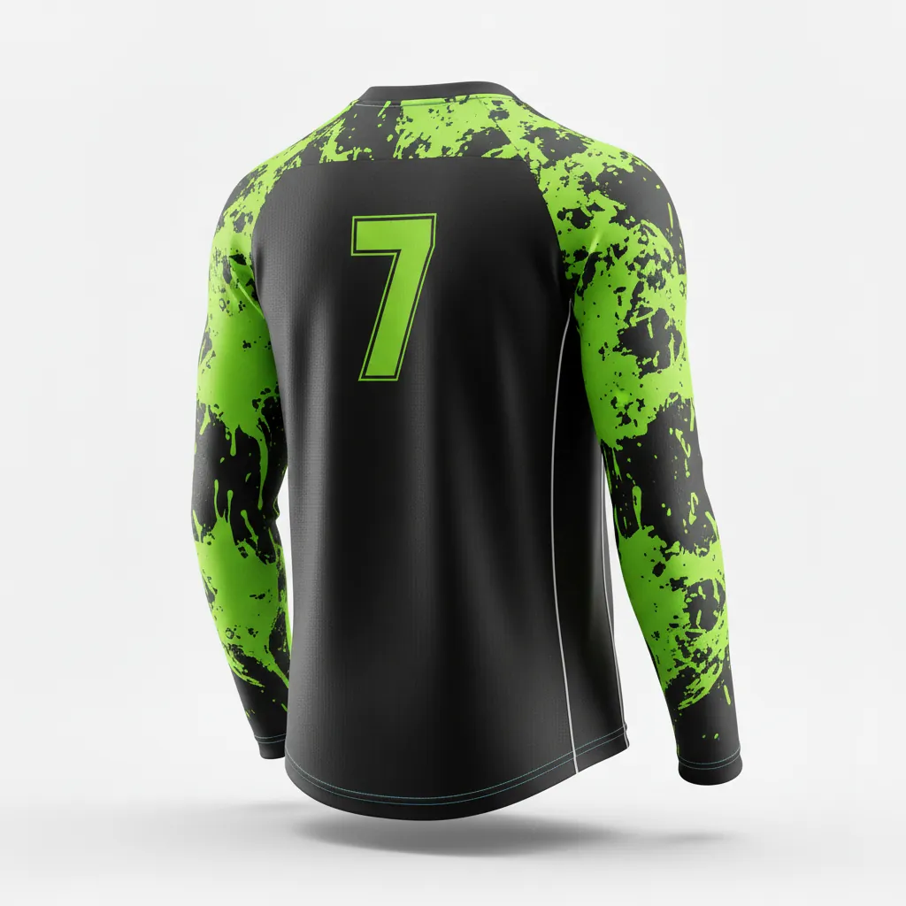 Custom Esports Long Sleeve Esports Jersey - Green, White - Ls All Blacks Neon - Back View - Kinexa Sportswear
