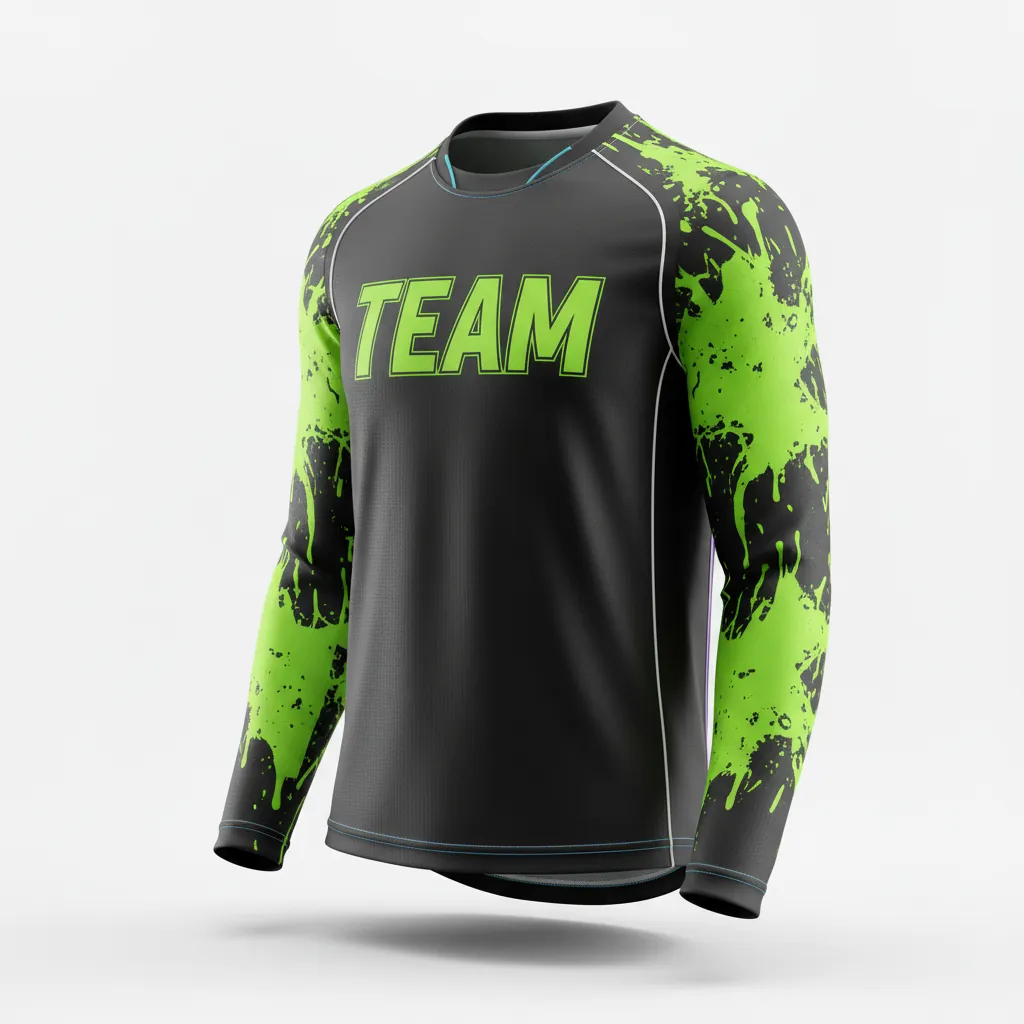 Custom Esports Long Sleeve Esports Jersey - Green, White - Ls All Blacks Neon - Front View - Kinexa Sportswear