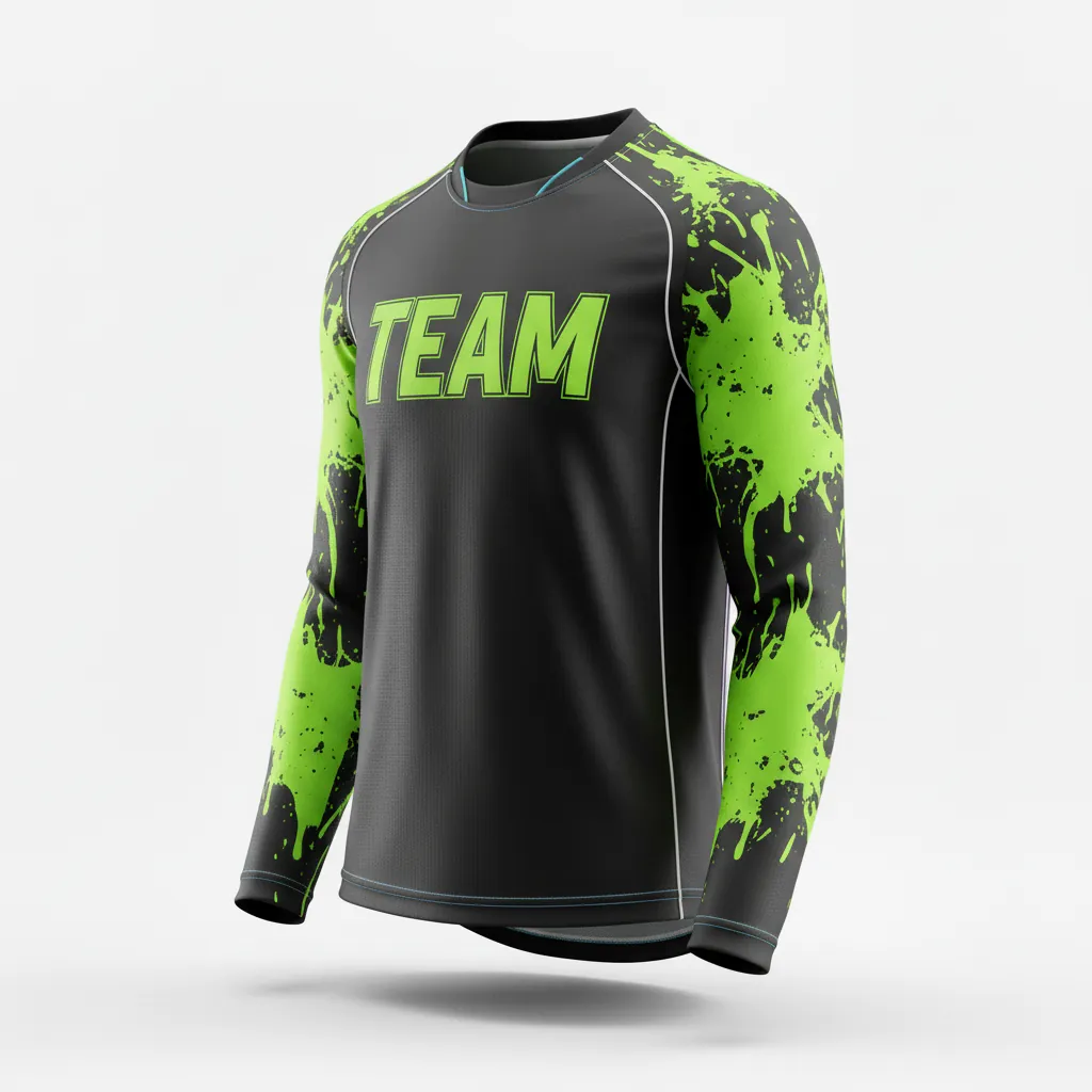 Custom Esports Long Sleeve Esports Jersey - Green, White - Ls All Blacks Neon - Side View - Kinexa Sportswear