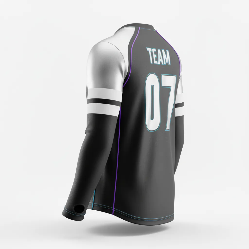Custom Esports Long Sleeve Esports Jersey - Silver, Purple - Ls All Blacks Cyber - Back View - Kinexa Sportswear