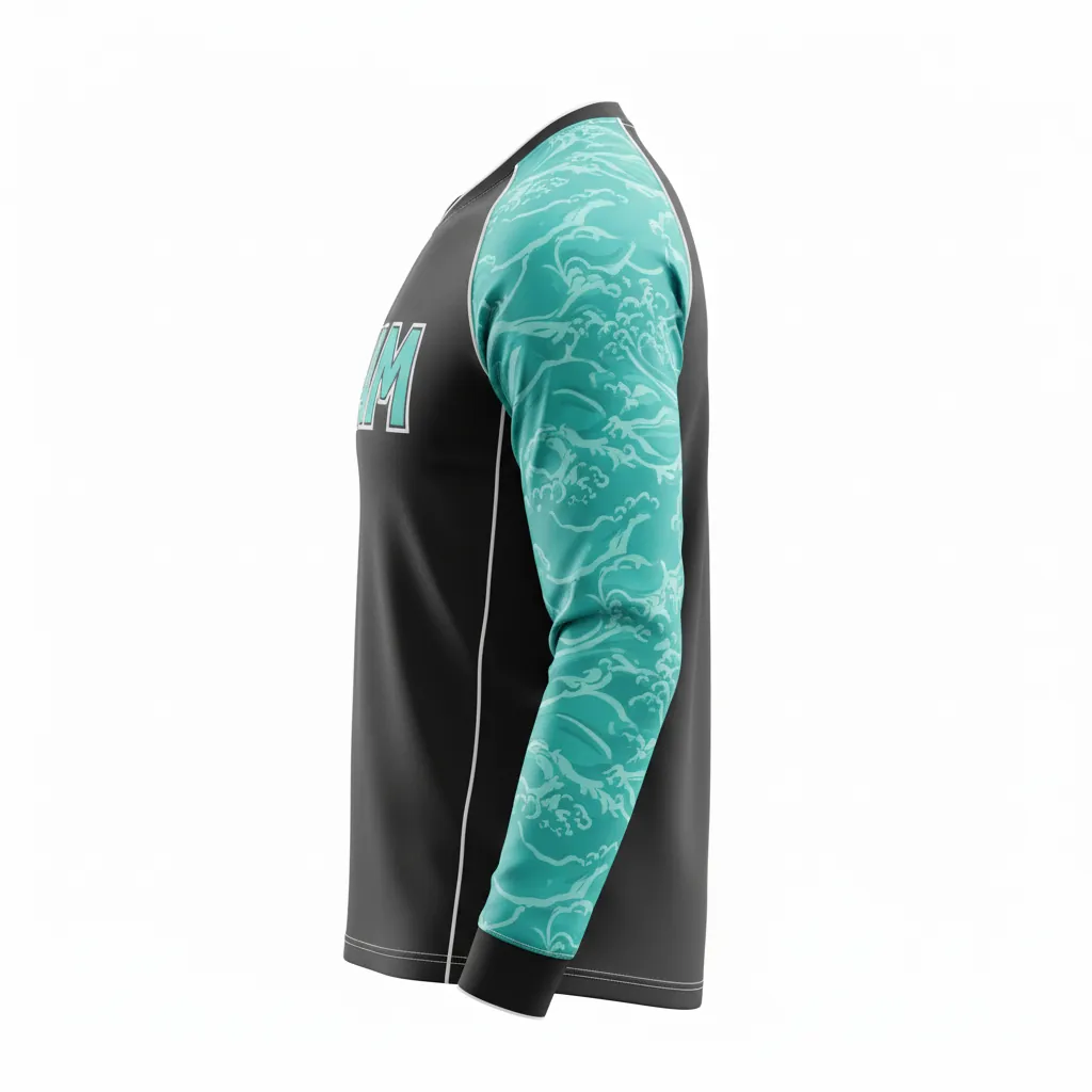 Custom Esports Long Sleeve Esports Jersey - Teal, White - Ls All Blacks - Side View - Kinexa Sportswear