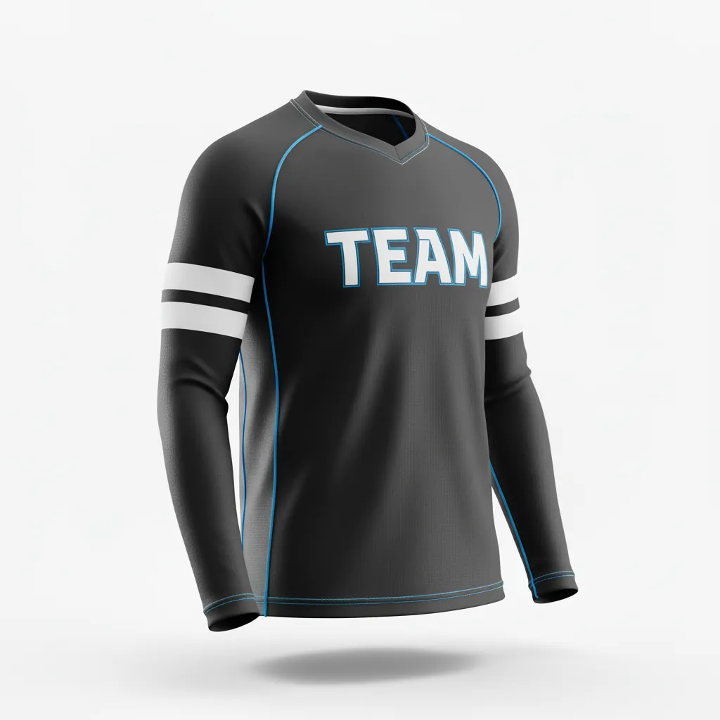 Custom Esports Long Sleeve Esports Jersey - White, Blue - Ls All Blacks Electric - Side View - Kinexa Sportswear