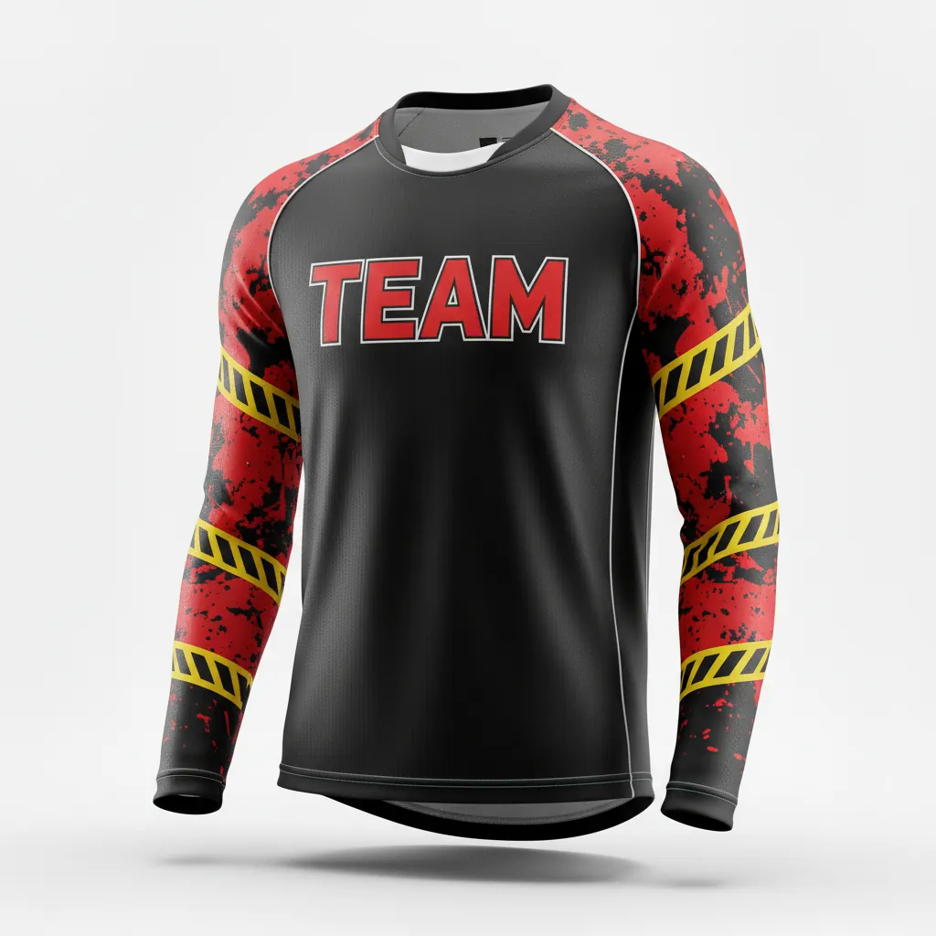 Custom Esports Long Sleeve T Shirts - Red, White - Ls All Blacks Athletic - Front View - Kinexa Sportswear
