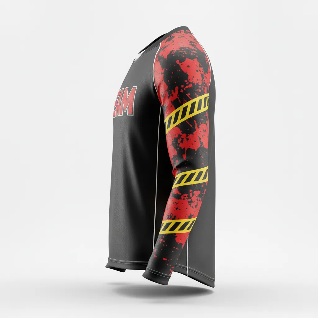 Custom Esports Long Sleeve T Shirts - Red, White - Ls All Blacks Athletic - Side View - Kinexa Sportswear