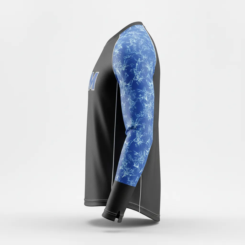 Custom Esports Long Sleeve T Shirts - Blue, White - Ls All Blacks Royal - Side View - Kinexa Sportswear