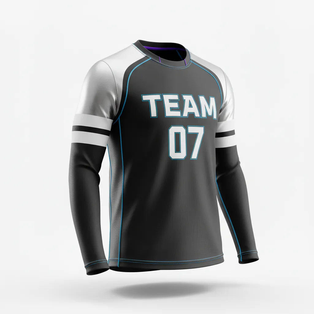 Custom Esports Long Sleeve T Shirts - Silver, Purple - Ls All Blacks Cyber - Front View - Kinexa Sportswear