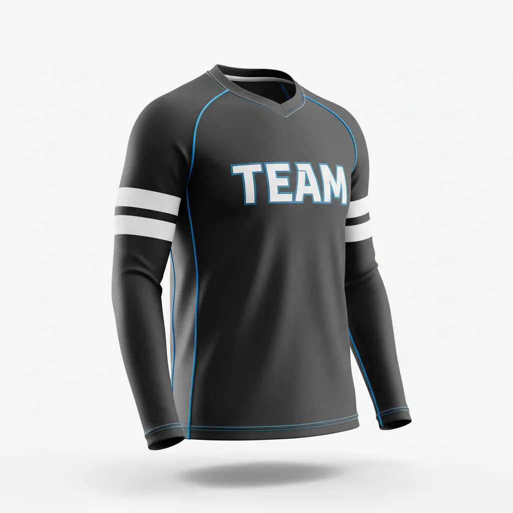 Custom Esports Long Sleeve T Shirts - White, Blue - Ls All Blacks Electric - Front View - Kinexa Sportswear