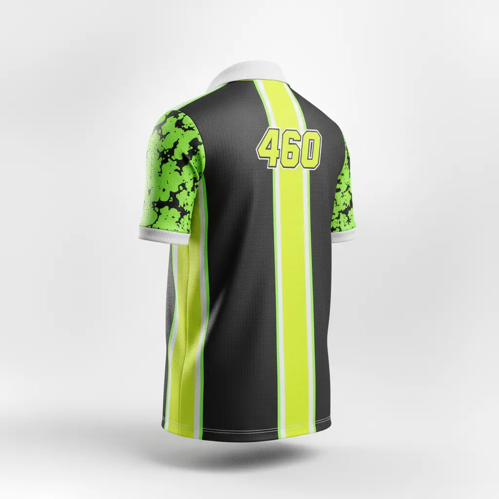 Custom Esports Polo Shirt - Yellow, White - All Blacks Electric - Back View - Kinexa Sportswear
