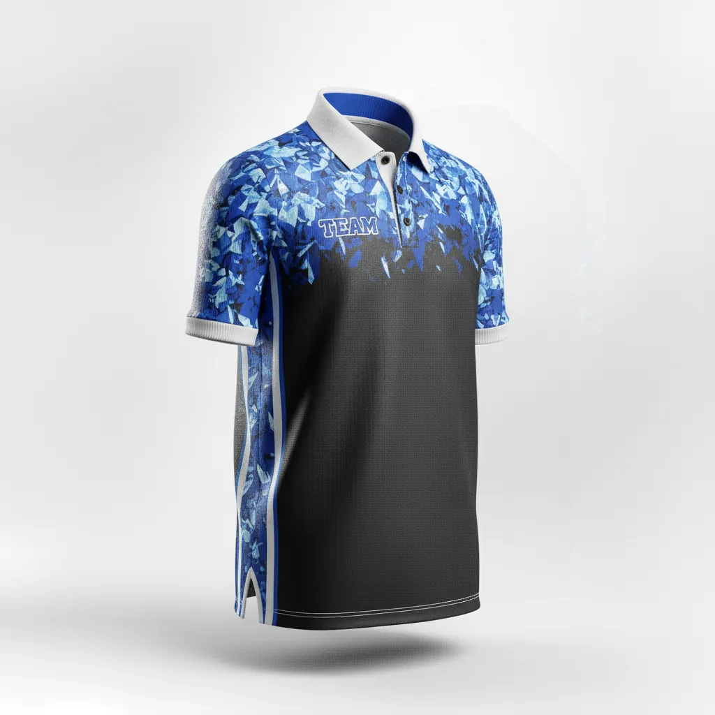 Custom Esports Polo Shirt - Blue, White - All Blacks Royal - Front View - Kinexa Sportswear